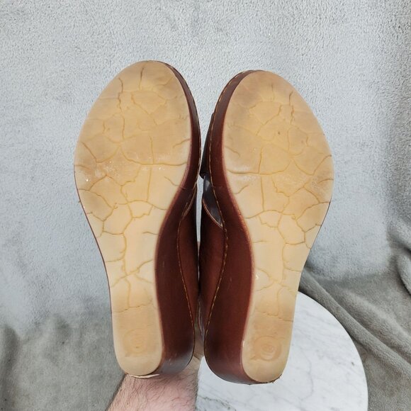 Born Shoes Womens Size 9 M/W Brown Leather Emmy II Wedge Sandals - Picture 9 of 11